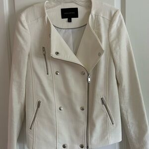 Banana Republic size 0 off white color double breasted motorcycle style jacket